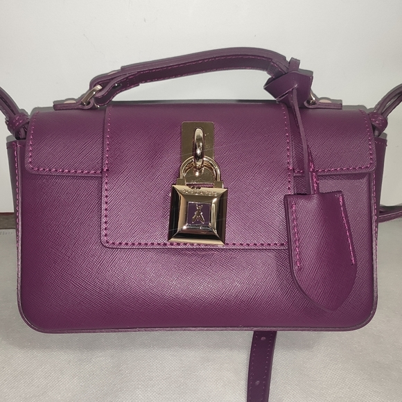 PATRIZIA PEPE Top Handle Mini Purple Leather Shoulder Bag - Picture 3 of 15